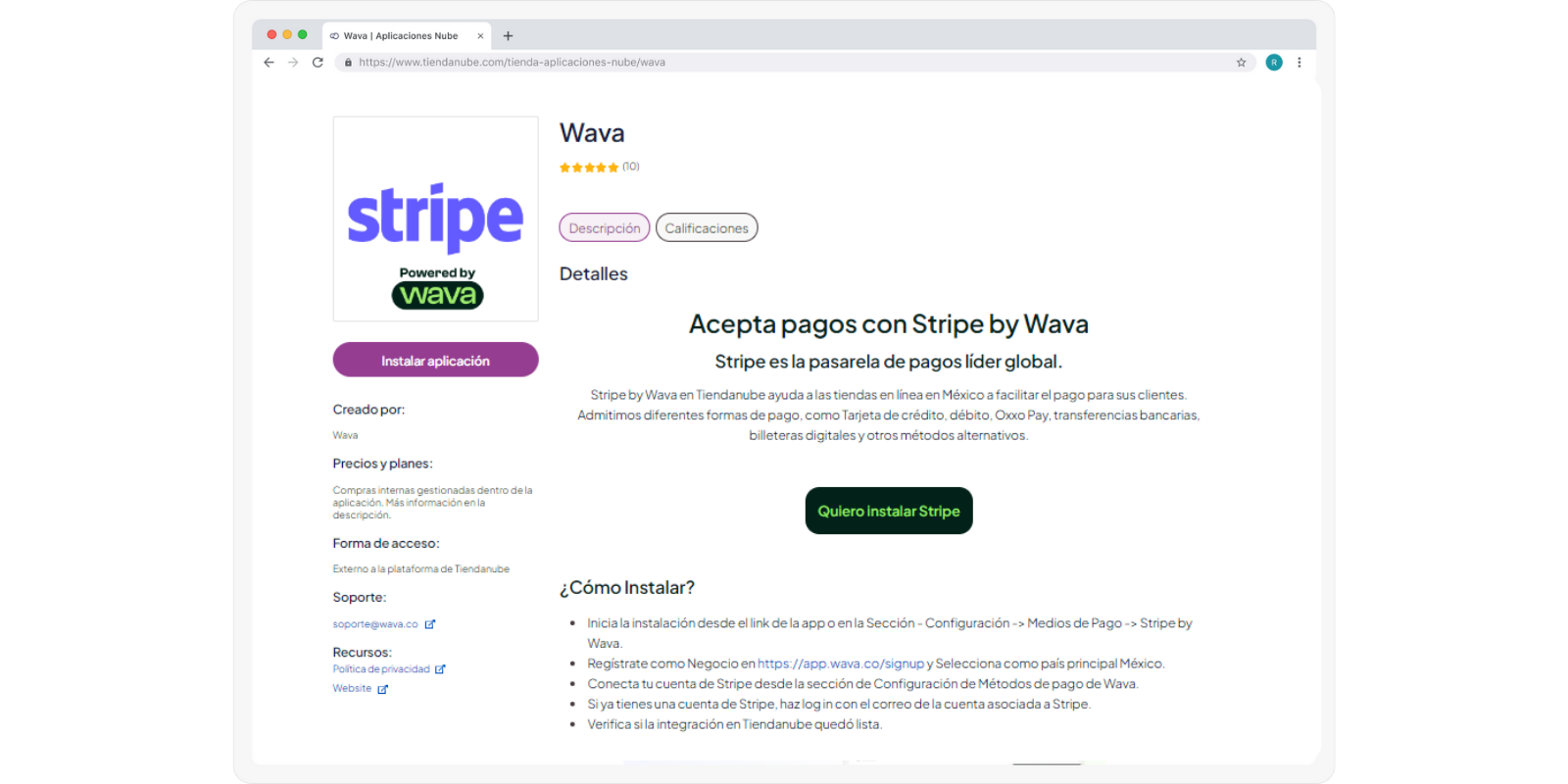 Descarga Stripe by Wava - Para Tiendanube Mexico